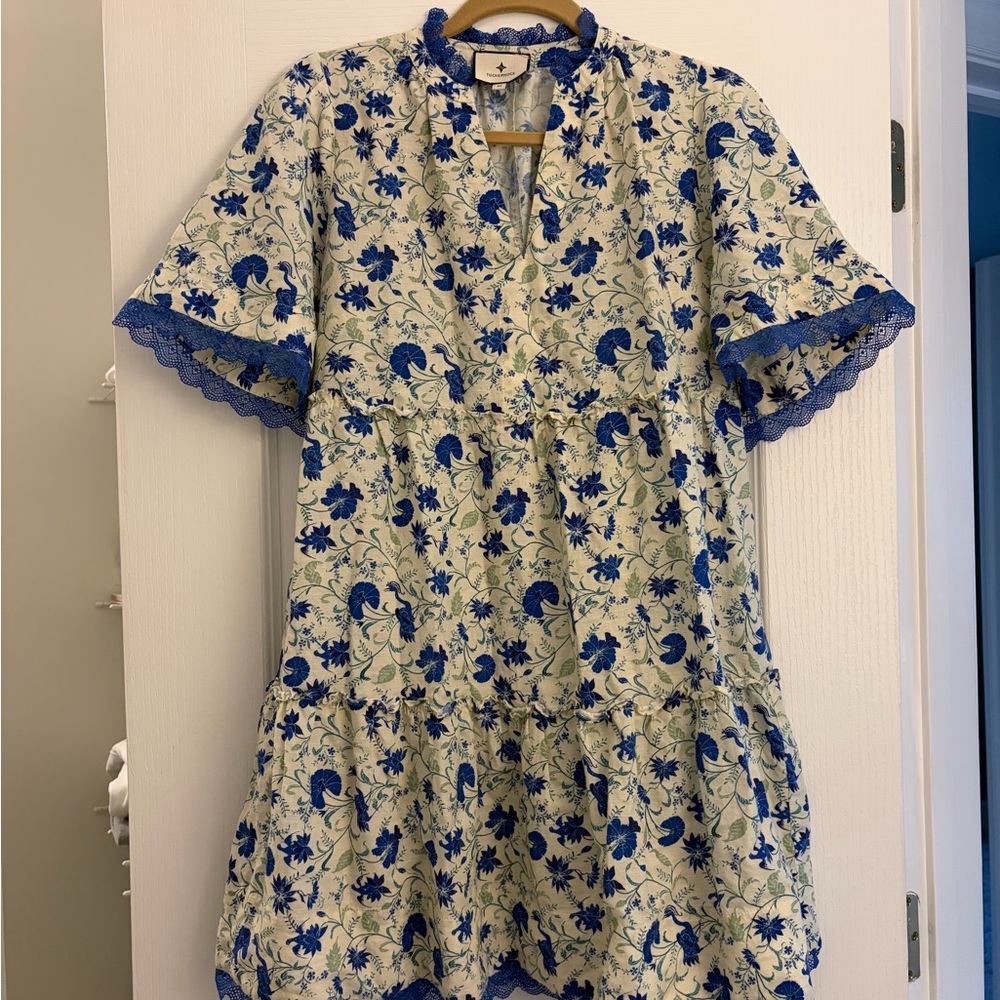 Tuckernuck Blue Green Floral V-Neck Women’s Dress